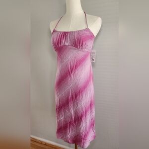 BP Sundress Striped Backless Midi Dress Halted Neckline 100% Viscose Size XS